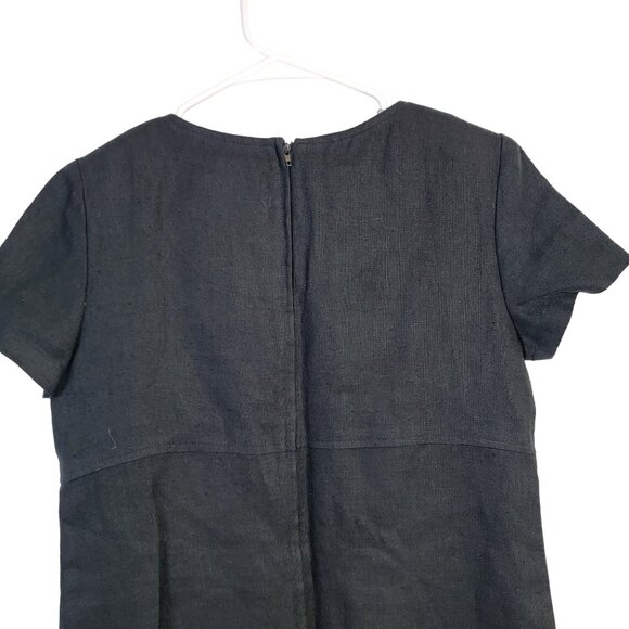 Talbots Vintage 90s Linen Shift Dress Women 4 Black Knee Length Formal Work Fall - Picture 12 of 14